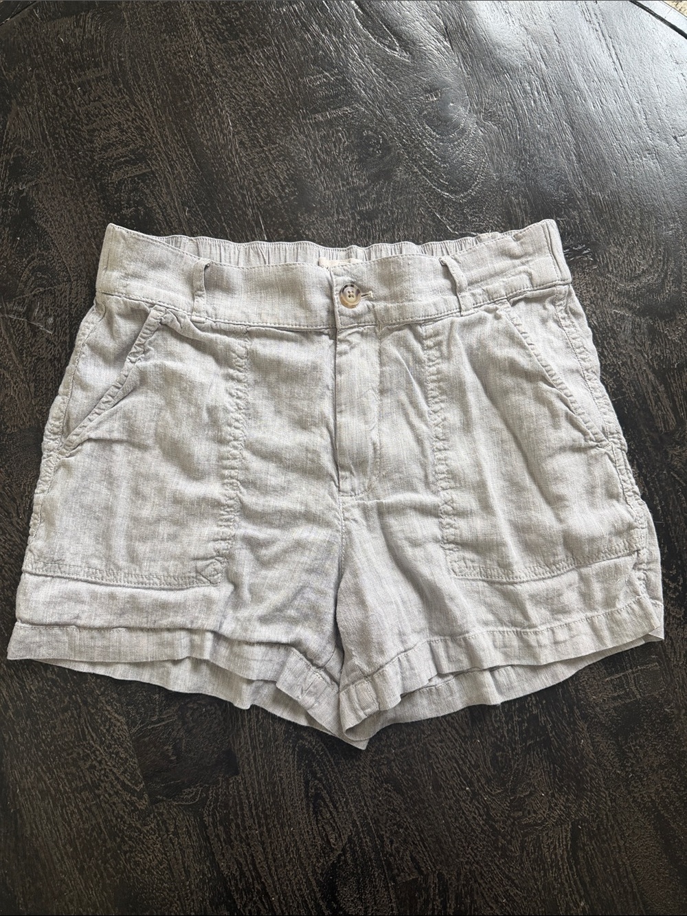 Lou & Grey Light Gray Linen-Blend Casual Shorts